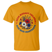 I Hear Migrant Children Also Have Heartbeats T Shirt Patriotic Red White Blue Floral Human Rights