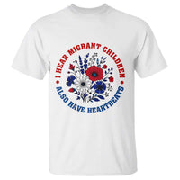 I Hear Migrant Children Also Have Heartbeats T Shirt Patriotic Red White Blue Floral Human Rights