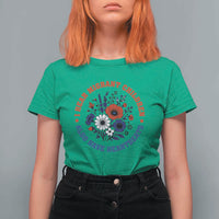I Hear Migrant Children Also Have Heartbeats T Shirt For Women Patriotic Red White Blue Floral Human Rights