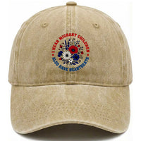 I Hear Migrant Children Also Have Heartbeats Washed Cotton Baseball Cap Patriotic Red White Blue Floral Human Rights