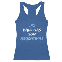 Patriotic Las Malvinas Son Argentinas Flag Racerback Tank Top Argentine Heritage Sun of May Argentina Sovereignty