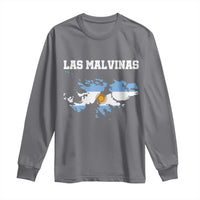 Las Malvinas Island Map Flag Graphic Long Sleeve Shirt Patriotic Sovereignty Argentine Heritage Sun of May Pride