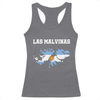 Las Malvinas Island Map Flag Graphic Racerback Tank Top Patriotic Sovereignty Argentine Heritage Sun of May Pride