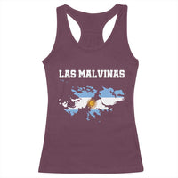 Las Malvinas Island Map Flag Graphic Racerback Tank Top Patriotic Sovereignty Argentine Heritage Sun of May Pride
