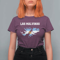 Las Malvinas Island Map Flag Graphic T Shirt For Women Patriotic Sovereignty Argentine Heritage Sun of May Pride