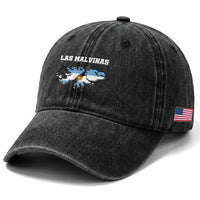 Las Malvinas Island Map Flag Graphic Washed Cotton Baseball Cap Patriotic Sovereignty Argentine Heritage Sun of May Pride