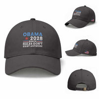 Obama 2028 Since Rules Dont Exist Anymore Baseball Cap Political Satire Red White and Blue