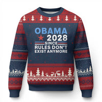 Obama 2028 Since Rules Dont Exist Anymore Ugly Christmas Sweater Political Satire Red White and Blue