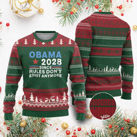 Obama 2028 Since Rules Dont Exist Anymore Ugly Christmas Sweater Political Satire Red White and Blue
