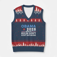 Obama 2028 Since Rules Dont Exist Anymore V-Neck Knit Sweater Vest Political Satire Red White and Blue