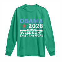 Obama 2028 Since Rules Dont Exist Anymore Long Sleeve Shirt Political Satire Red White and Blue
