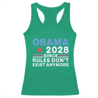 Obama 2028 Since Rules Dont Exist Anymore Racerback Tank Top Political Satire Red White and Blue