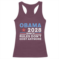 Obama 2028 Since Rules Dont Exist Anymore Racerback Tank Top Political Satire Red White and Blue