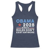 Obama 2028 Since Rules Dont Exist Anymore Racerback Tank Top Political Satire Red White and Blue
