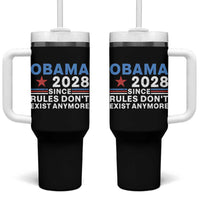 Obama 2028 Since Rules Dont Exist Anymore Tumbler With Handle Political Satire Red White and Blue