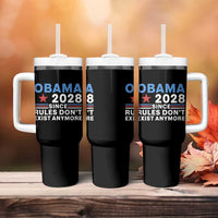 Obama 2028 Since Rules Dont Exist Anymore Tumbler With Handle Political Satire Red White and Blue