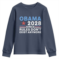 Obama 2028 Since Rules Dont Exist Anymore Youth Sweatshirt Political Satire Red White and Blue