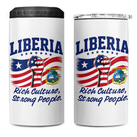 Liberia Rich Culture Strong People Patriotic 4 in 1 Can Cooler Tumbler Liberian Flag Fist Coat Of Arms Heritage Pride