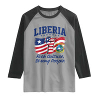 Liberia Rich Culture Strong People Patriotic Raglan Shirt Liberian Flag Fist Coat Of Arms Heritage Pride