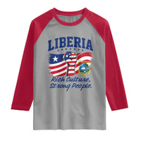 Liberia Rich Culture Strong People Patriotic Raglan Shirt Liberian Flag Fist Coat Of Arms Heritage Pride