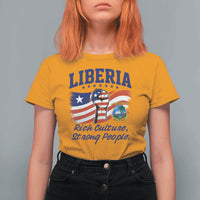 Liberia Rich Culture Strong People Patriotic T Shirt For Women Liberian Flag Fist Coat Of Arms Heritage Pride