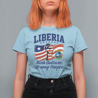 Liberia Rich Culture Strong People Patriotic T Shirt For Women Liberian Flag Fist Coat Of Arms Heritage Pride