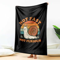 Funny Snail Introvert Slow Living Throw Blanket Not Fast Not Furious Retro Sunset