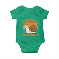 Funny Snail Introvert Slow Living Baby Onesie Not Fast Not Furious Retro Sunset