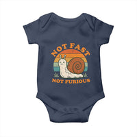 Funny Snail Introvert Slow Living Baby Onesie Not Fast Not Furious Retro Sunset