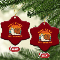 Funny Snail Introvert Slow Living Ceramic Ornament Not Fast Not Furious Retro Sunset