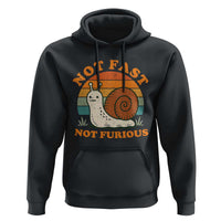 Funny Snail Introvert Slow Living Hoodie Not Fast Not Furious Retro Sunset