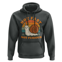 Funny Snail Introvert Slow Living Hoodie Not Fast Not Furious Retro Sunset