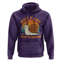 Funny Snail Introvert Slow Living Hoodie Not Fast Not Furious Retro Sunset