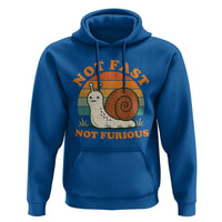 Funny Snail Introvert Slow Living Hoodie Not Fast Not Furious Retro Sunset