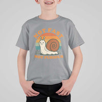 Funny Snail Introvert Slow Living T Shirt For Kid Not Fast Not Furious Retro Sunset