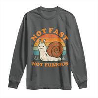 Funny Snail Introvert Slow Living Long Sleeve Shirt Not Fast Not Furious Retro Sunset