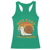 Funny Snail Introvert Slow Living Racerback Tank Top Not Fast Not Furious Retro Sunset