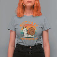 Funny Snail Introvert Slow Living T Shirt For Women Not Fast Not Furious Retro Sunset