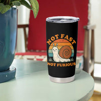 Funny Snail Introvert Slow Living Tumbler Cup Not Fast Not Furious Retro Sunset