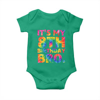 It is My 8th Birthday Bro Printed Tie Dye Graphic Baby Onesie 8 Years Old Bday Party Retro Hippie Rainbow