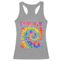 It is My 8th Birthday Bro Printed Tie Dye Graphic Racerback Tank Top 8 Years Old Bday Party Retro Hippie Rainbow
