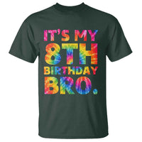 It is My 8th Birthday Bro Printed Tie Dye Graphic T Shirt 8 Years Old Bday Party Retro Hippie Rainbow