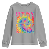 It is My 8th Birthday Bro Printed Tie Dye Graphic Youth Sweatshirt 8 Years Old Bday Party Retro Hippie Rainbow