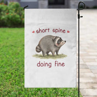 Cute Watercolor Jimothy the Raccoon Inspirational Garden Flag Short Spine Doing Fine Viral Seattle Trash Panda Supporter