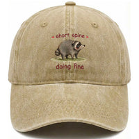Cute Watercolor Jimothy the Raccoon Inspirational Washed Cotton Baseball Cap Short Spine Doing Fine Viral Seattle Trash Panda Supporter