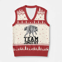 Team Jimothy Viral Seattle Raccoon V-Neck Knit Sweater Vest Vintage Trash Panda Meme Graphic