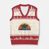 Jimothy from Seattle WA Feral Legend Raccoon V-Neck Knit Sweater Vest Viral Trash Panda Vintage Sunset Arch Graphic