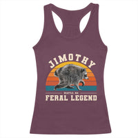 Jimothy from Seattle WA Feral Legend Raccoon Racerback Tank Top Viral Trash Panda Vintage Sunset Arch Graphic