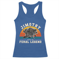 Jimothy from Seattle WA Feral Legend Raccoon Racerback Tank Top Viral Trash Panda Vintage Sunset Arch Graphic