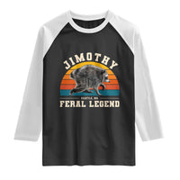 Jimothy from Seattle WA Feral Legend Raccoon Raglan Shirt Viral Trash Panda Vintage Sunset Arch Graphic